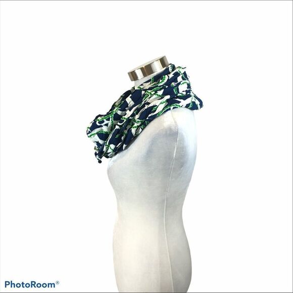 Blue and Green Anchor Infinity Scarf with Buttons - Picture 2 of 7